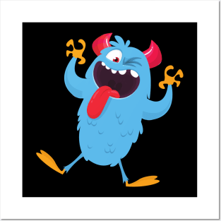 funny cartoon monster Posters and Art